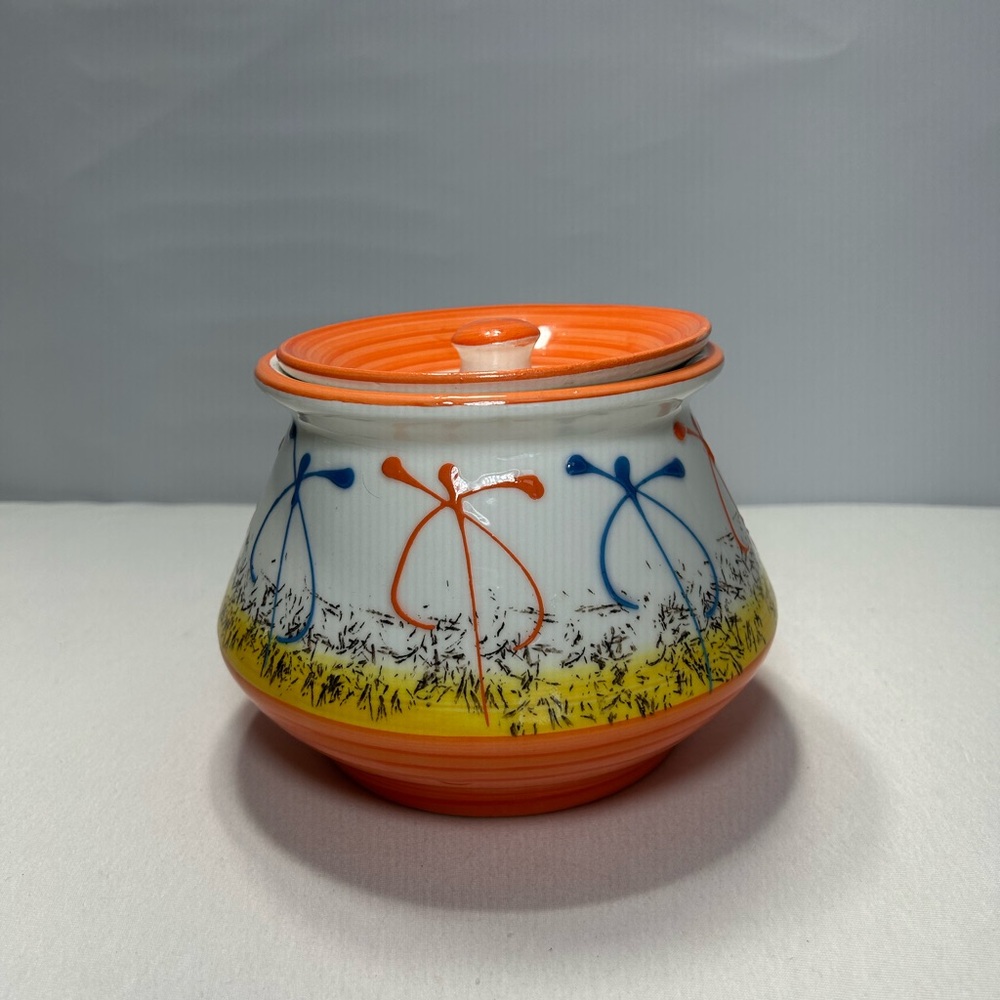 Handcrafted Orange and Blue Ceramic Vase
